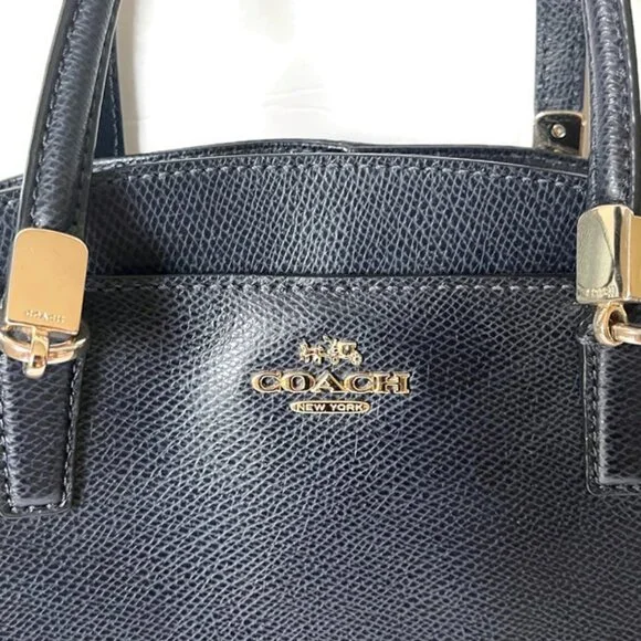 Coach F34663 Minetta Leather Handbag Satchel Midnight Blue Navy Crossbody Purse - Picture 2 of 10